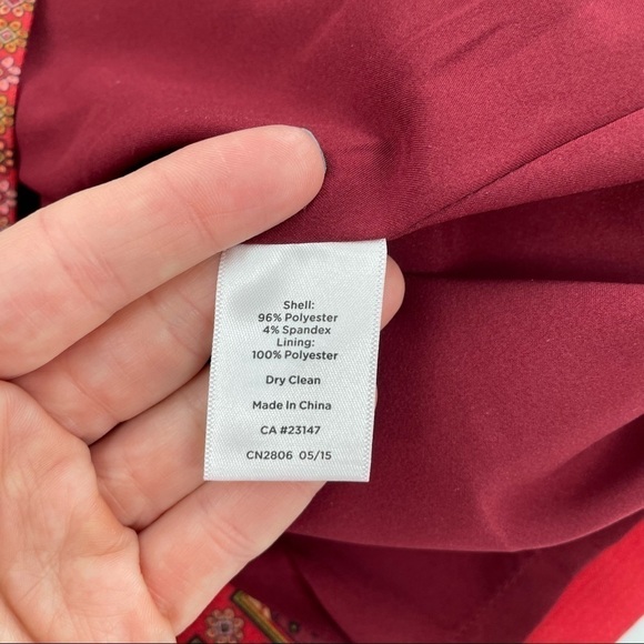 Talbots red paisley print ponte lined sheath dress 10P - Picture 4 of 8